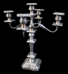 Large Silver Plated Five Light Candelabrum