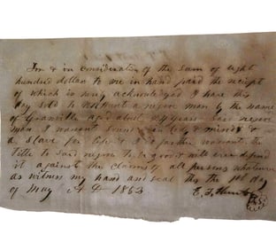 1863 Slave Bill of Sale to W.R. Hunt (Granville)