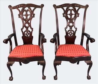 Pair of Oversized Chippendale Armchairs