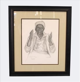 Larry Lebby (American, 1950-2019) "Tender the Lord," Graphite Portait of Sue Alston