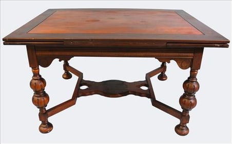 Renaissance Revival Carved Oak Draw-Leaf Dining Table