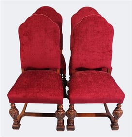 Set of Four French Renassance Jacobean Revial Chairs