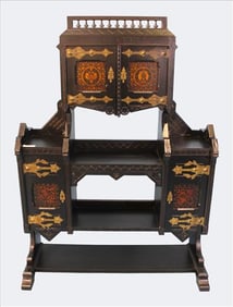 Aesthetic Movement Ebonized and Inliad Cabinet Attr. Kimball and Cabus