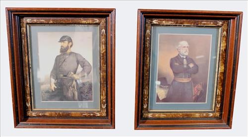 Pair of Civil War Prints - Robert E. Lee and Stonewall Jackson, in Victorian Frames
