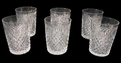 Set of Six American Brilliant Period Cut Glass Tumblers, ca. 1890–1915