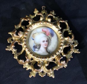 Giltwood Frames with Hand-Painted Porcelain Plaque