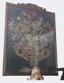 Victorian Needlework Fire Screen Converted to Wall Hanging, Hunt-Phalen Mansion