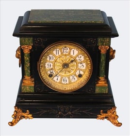 Seth Thomas Black Enamel Iron Mantel Clock