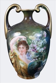 Hand-Painted Limoges Porcelain Vase, Early 20th Century