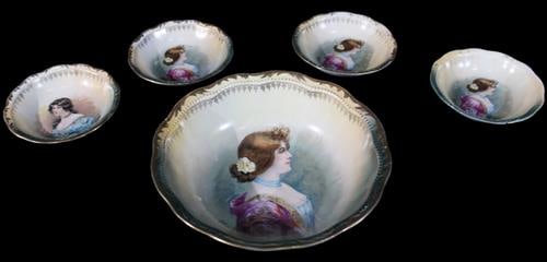 Hand Painted Bavarian Porcelain Berry Set Signed P. Astoria