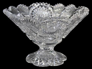 American Brilliant Cut Glass Pedestal Bowl