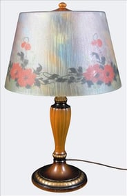 Jefferson Reverse Painted Glass Table Lamp Signed "Jefferson"