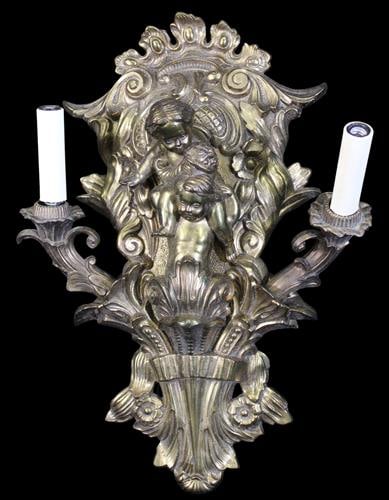 Gilt Brass Cherrub Wall Sconce (1 of 4)