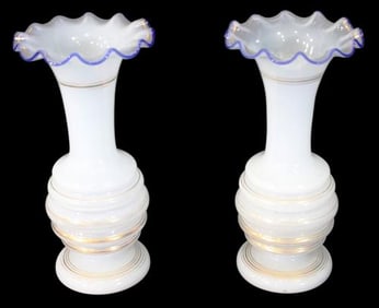 Pair of Bristol Vases (Blue and Gold rimmed from prior auction)