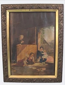 19th Century American School Oil on Canvas, Stamped Williams & Stevens, NY