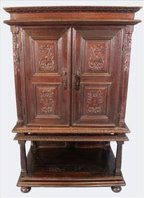 Continental Renaissance Revival Carved Cabinet, Likely 17th/18th Century