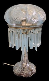 Large Brilliant Period Cut Glass Table Lamp with Prisms