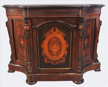 Victorian Inlaid Rosewood and Ebonized Side Cabinet, mid-19th Century