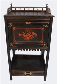 Aesthetic Movement Ebonized Music Cabinet, Patented 1879