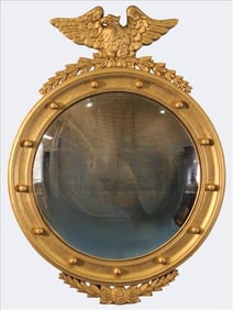 Federal Style Giltwood Convex Mirror with Eagle Crest
