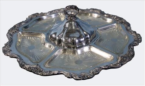 Engraved Silverplate Revolving Server Tray, 1972
