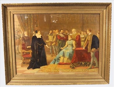 Large Chromolithograph on Canvas, Historical Scene