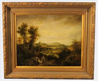 Signed "Wilson" Oil on Canvas Romantic Landscape