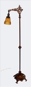 Ornate Cast Iron Bridge Floor Lamp, Early 20th Century