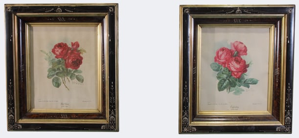 Pair of Paul de Longpré Rose Lithographs, Early 20th Century