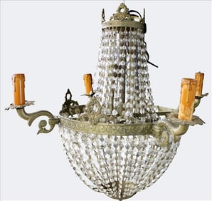 Empire Style Crystal and Bronze Chandelier