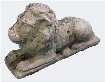 Antique Carved Stone Lion, crouching form