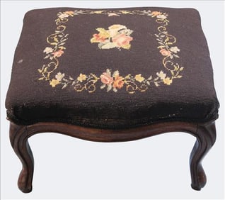 Victorian Needlepoint Foot Stool