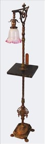 Victorian Cast Iron Parlor Lamp with Marble Stand