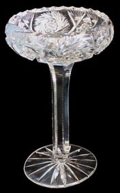 American Briliant Cut Glass Tall Compote