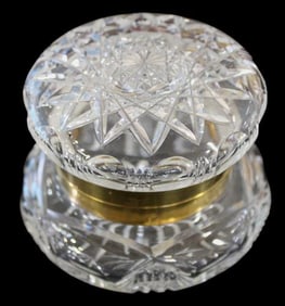 American Brilliant Cut Glass Dresser Box with Brass Mount