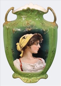 Hnad-Painted Portrait Vase , Likely Royal Austria c. 1900