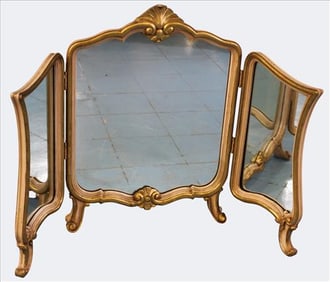 Louis XV Style Painted Triptych Vanity Mirror