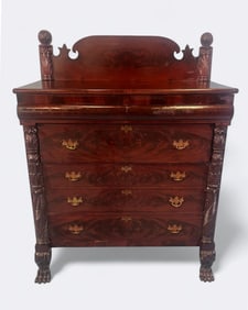 Empire Carved Mahogany Chest of Drawers c. 1840