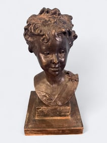 Solid Bronze Bust of Young Child