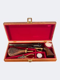 Cased Remington New Model Army Revolver Reproduction with Accessories