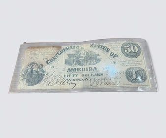 Two Confederate States of American Notes, 1861 & 1864