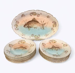 Austrian Porcelain Fish  Service, 11 Pieces