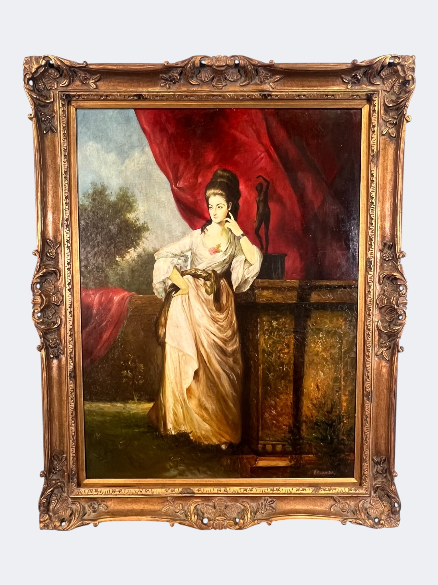 Large Oil on Canvas Portrait of an Elegant Lady, Signed Bartholomew (1 of 4)