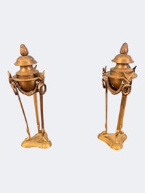 Pair of French Neoclassical Miniature Bronze Urn Garnitures