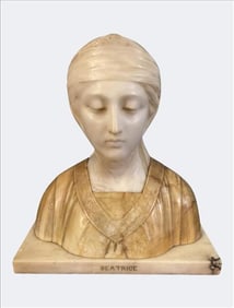 Carved Alabaster and Marble Bust "Beatrice"