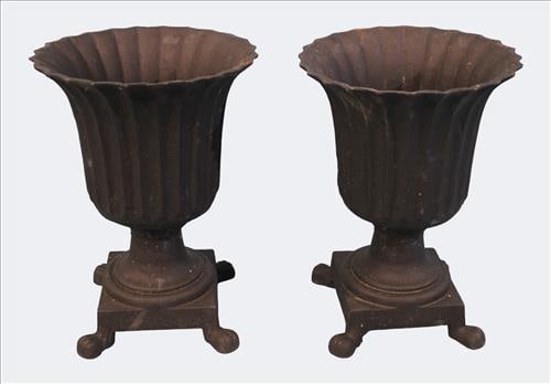 Pair of Cast Iron Garden Urns (1 of 4)