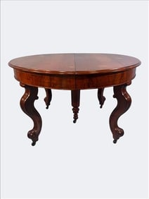 American Empire to Early Victorian Mahogany Banquet Table Five Original Leave, c. 1860