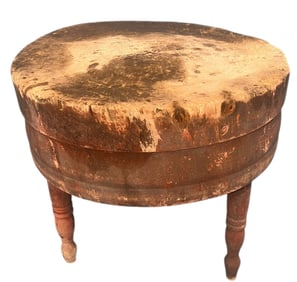 Primitive Round Butche's Block on Turned Legs, 19th century