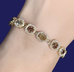 18K Yellow Gold Multi-Colored Chocolate Diamond and White Diamond Bracelet