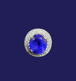 Signed Oscar Friedman Platinum Tanzanite and Diamond Ring, 17.21 Carats
